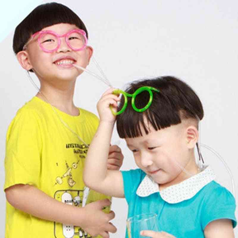 Ochelari amuzanți din paie din plastic moale - jucărie flexibilă pentru glumă