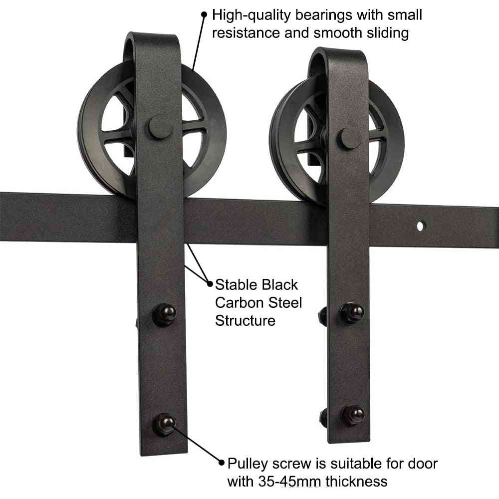Riel colgante de puerta de granero de 152 cm / 183 cm / 200 cm para europa herrajes deslizantes rústicos madera de gabinete de rueda grande - 5 pies (1521 mm)