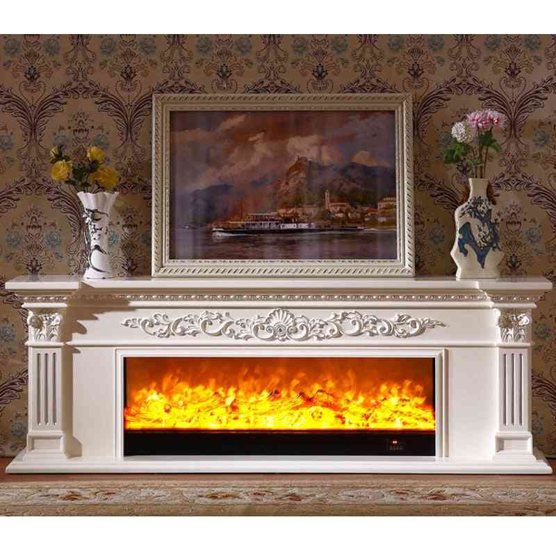 Warming Fireplace Wooden Mantel - Electric Insert Led Optical Artificial Flames