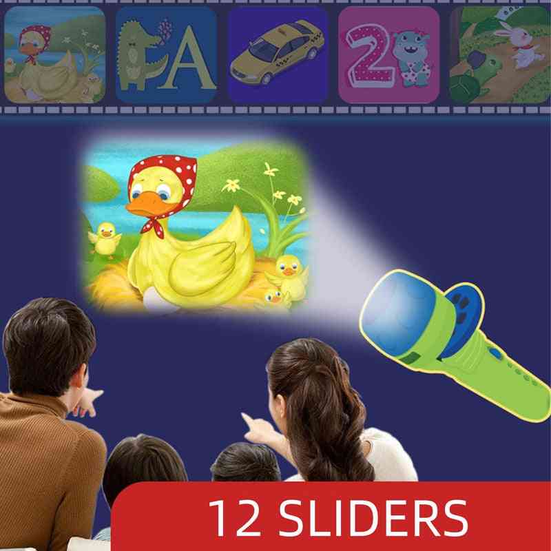Kids Flashlight, Story Book Projector Torch With 12 Sliders