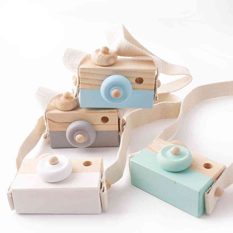 1pc træ, mode kamera - Montessori legetøj til børn - blåt kamera