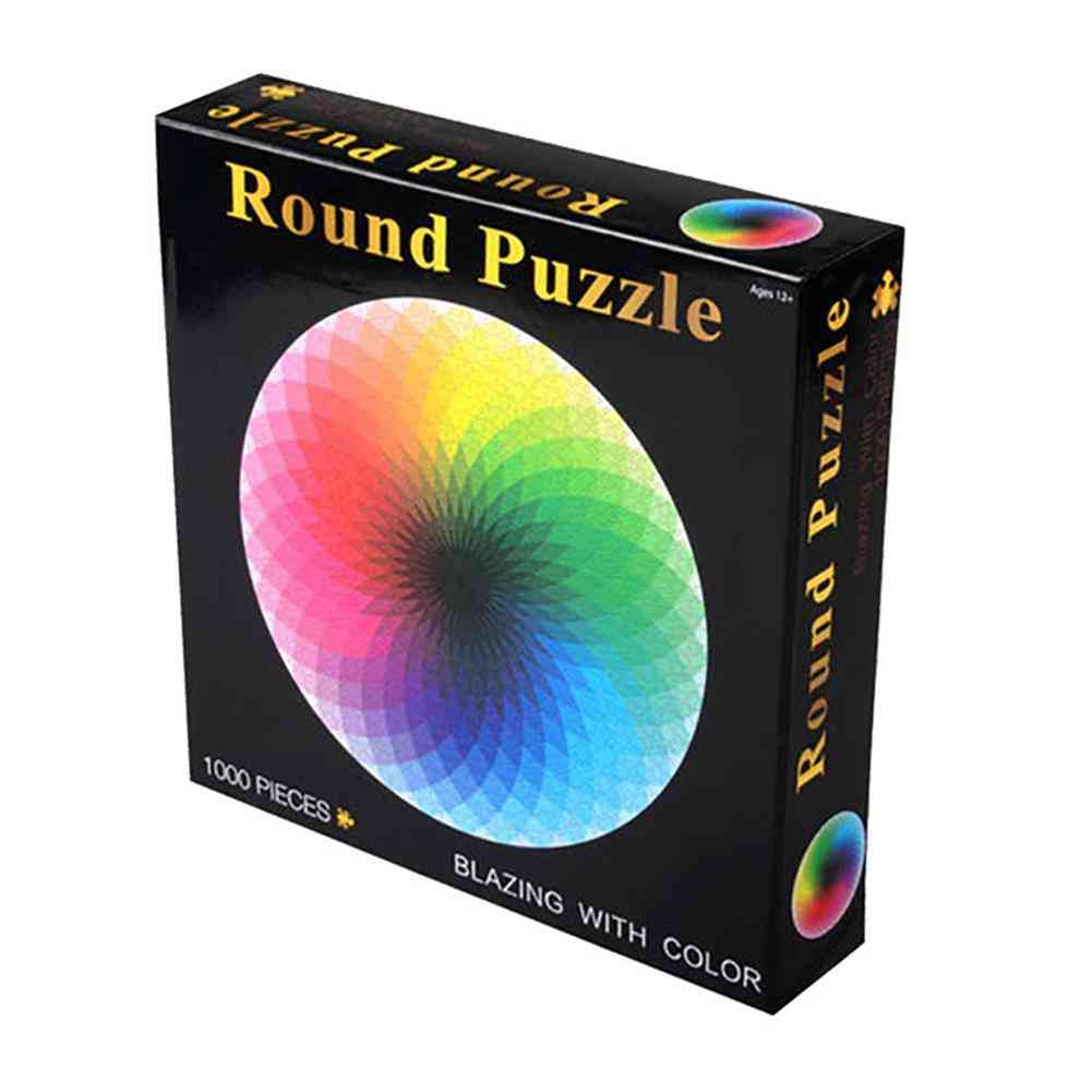 1000 pcs / set colorido arco iris, rompecabezas de fotos geométrico redondo para niños - caja negra