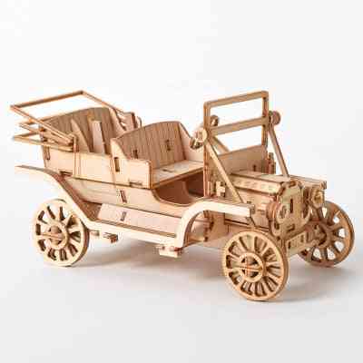 3D дървен монтаж на пъзел, ветроходен кораб с лазерно рязане - биплан, детски играчки с парен локомотив