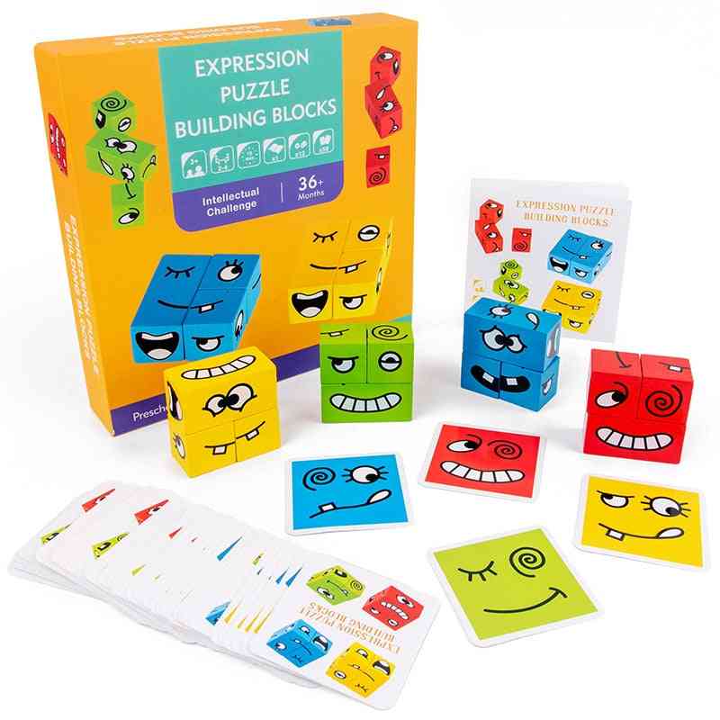 Tidlig læring førskole, læring intelligens trematerialer puslespill leketøy for barn - ingen boks-10