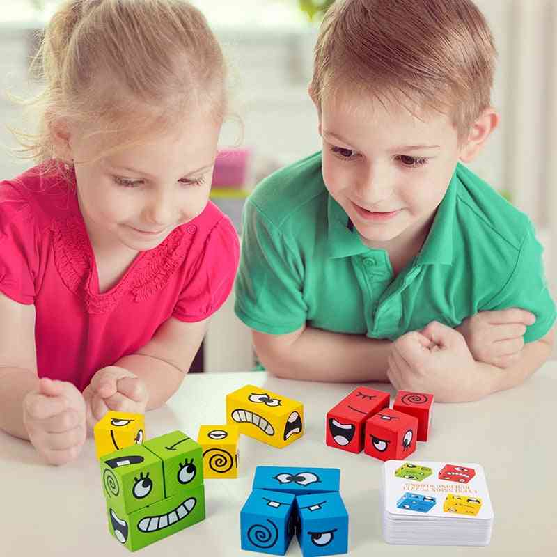 Tidlig læring førskole, læring intelligens trematerialer puslespill leketøy for barn - ingen boks-10
