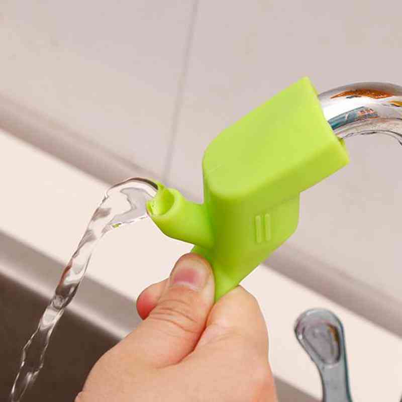 Køkken holdbart lille barn baby vask hænder vandhane forlænger, til børn badeværelse springvand mad-grade silikone hanen - grøn