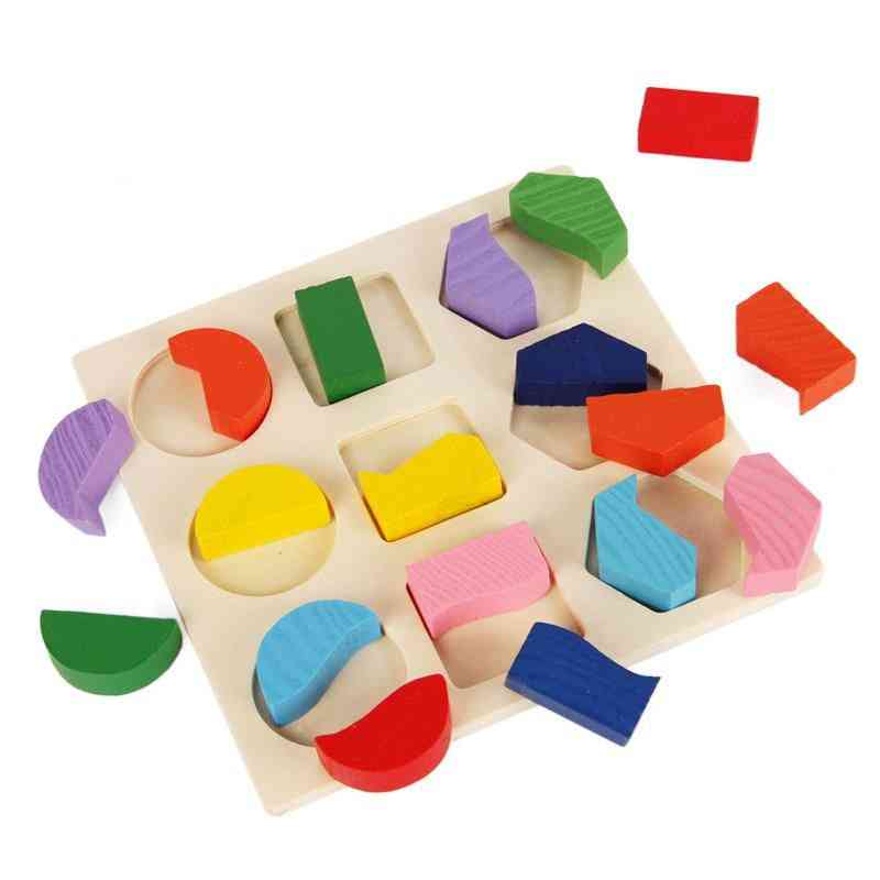 Wooden Geometric Shapes - Learning Educational, Sorting Math Puzzle Toy