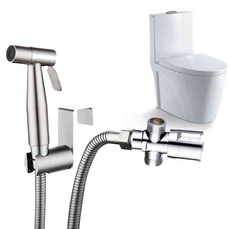 Toilet afføring bidet vandhane, sprøjte shattaf håndholdt - toilet spray bidet t ventil badeværelse selvrensende - t bidet på skammel