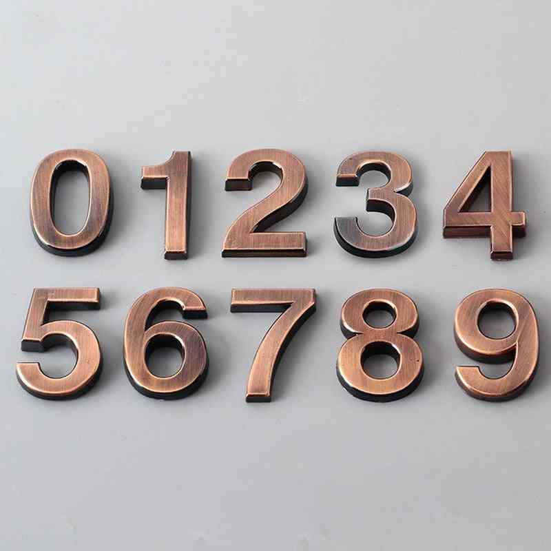 0-9 modernt dörrnummer för hotelllägenhet 3d - guld- brons namnplatta i plast