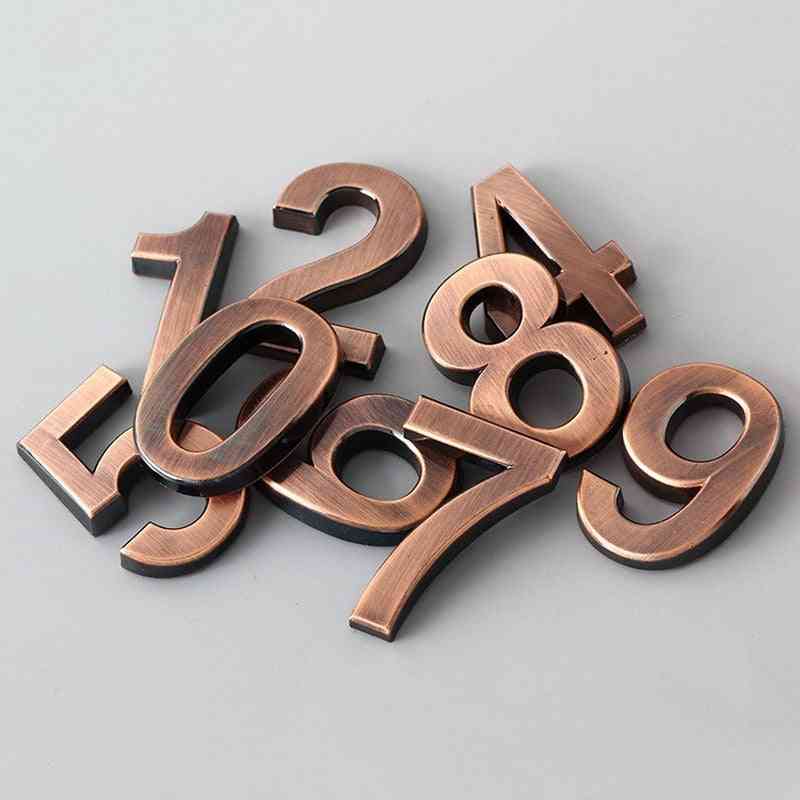 0-9 número de puerta de apartamento de hotel moderno 3d - placa de identificación de bronce dorado de plástico