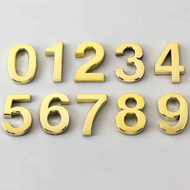 0-9 numéro de porte d'appartement d'hôtel 3d moderne - plaque signalétique en bronze doré en plastique