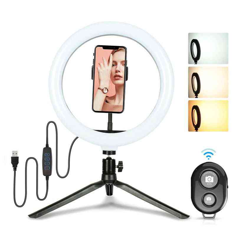 Selfie Led Fill Ring Light With Tripod Stand And Bluetooth Remote Shutter