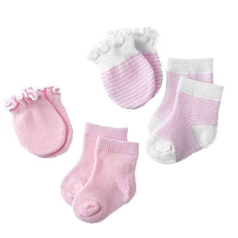 4 Pairs Socks & Gloves, Anti-scratch Breathable - Face Mittens