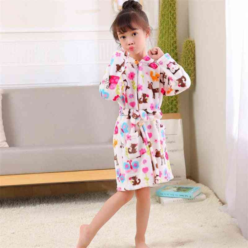Kids Bathrobe Flannel Baby Hooded, Sleepwear - Night-robe Pajamas