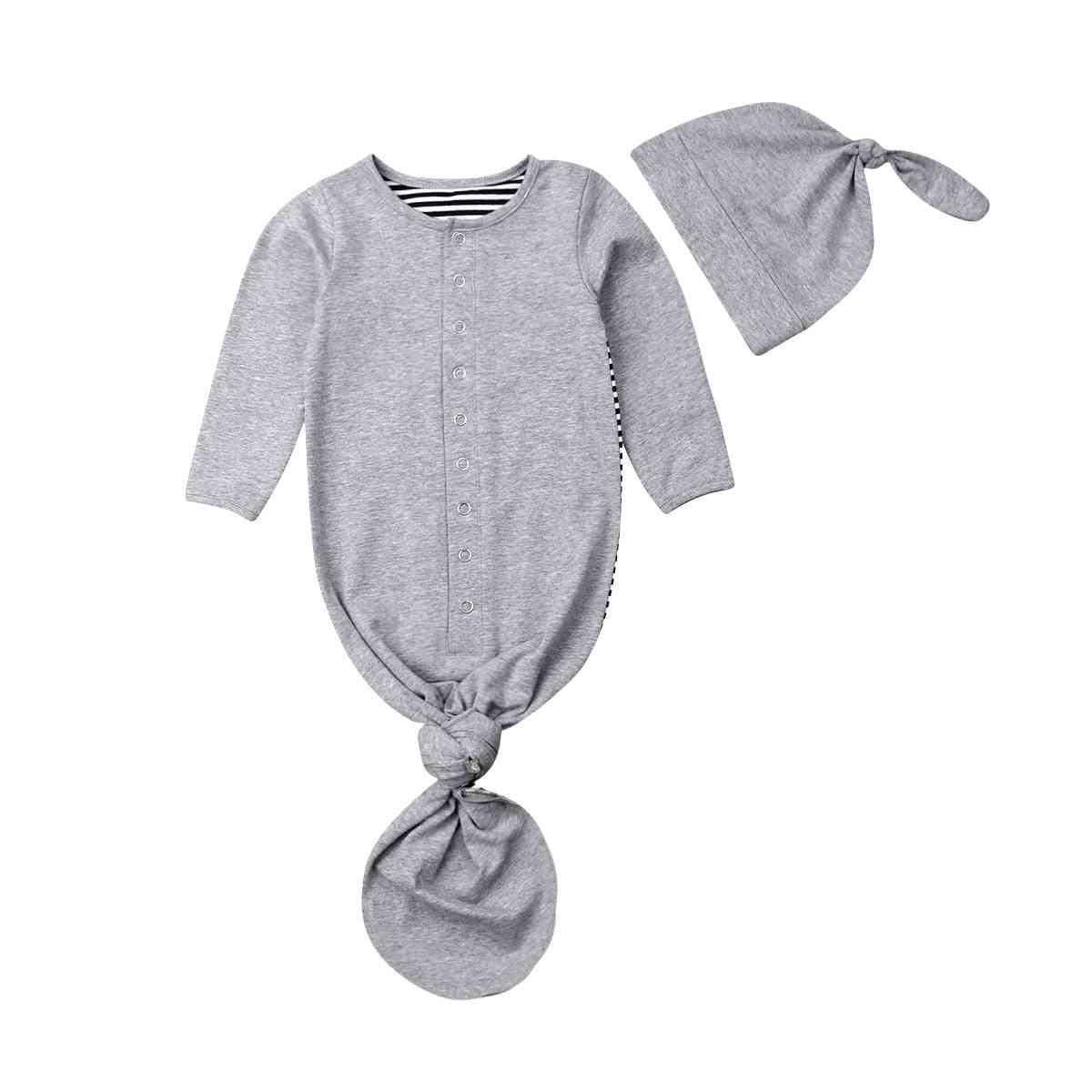 Nyfödd baby spädbarn flickor / pojkar filt, linda barnvagn linda sovsäck-randig bomull filt hattar