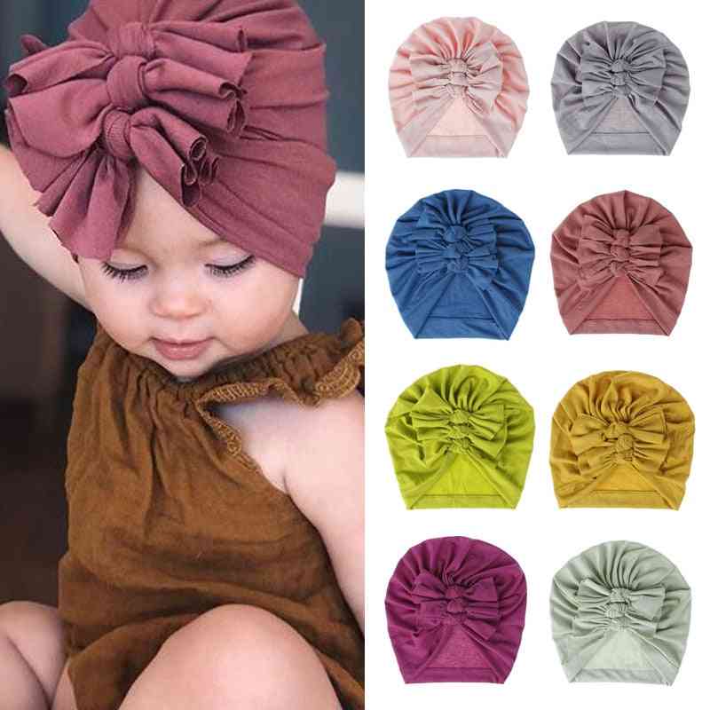Bonnet bébé pour filles, accessoires turban à nœuds pour enfants - blanc-29