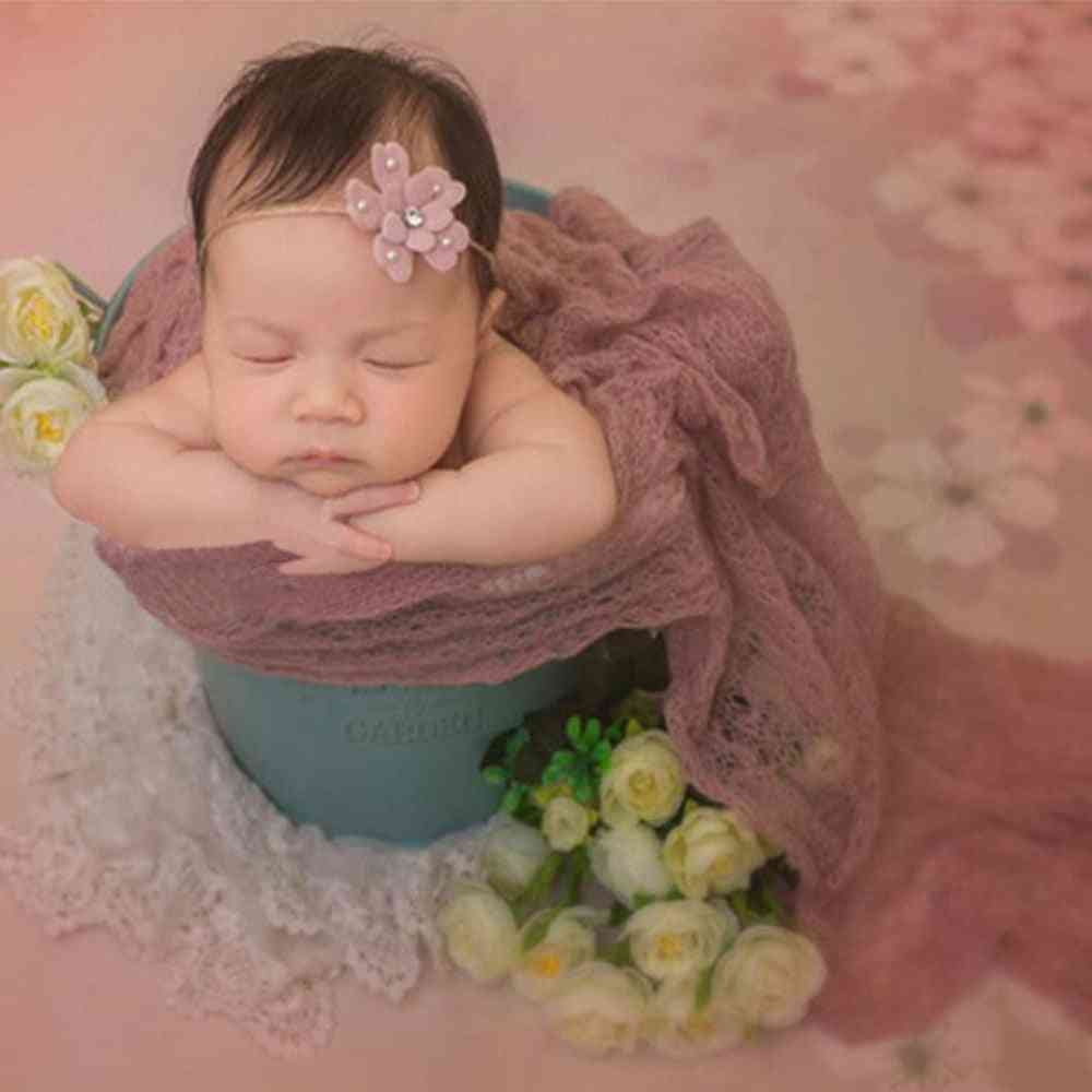 Abrigo de punto elástico de mohair de 150x40 cm - fotografía de bebé recién nacido, accesorios de estudio boutique elásticos, mantas de bebé envolventes - azul