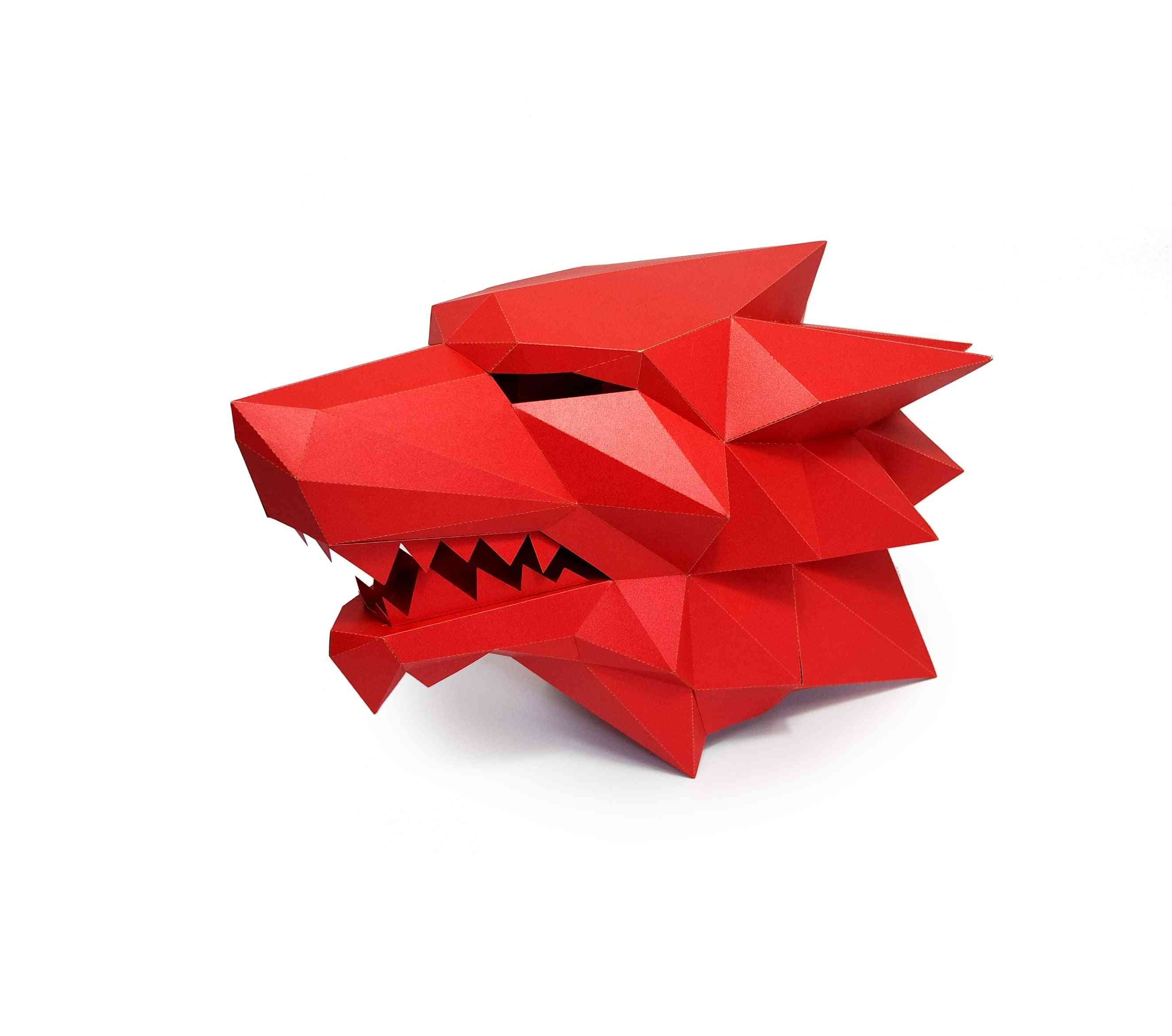 3D Wilkołak Kostium Cosplay DIY Paper Craft Mask - Boże Narodzenie, Halloween, Prom Party Prezent - Jak na zdjęciu-10
