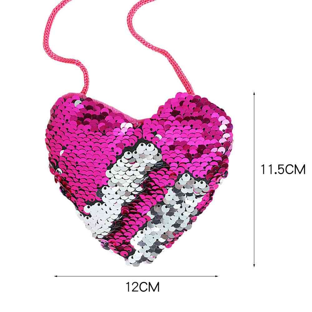 Mini Heart Shaped, Sequined Shoulder Crossbody  Bags