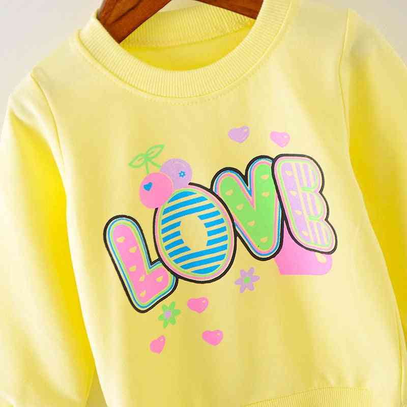 Lawadka Brand Love Pattern Hauts à manches longues, Vêtements d'automne T-shirts de survêtement bébé fille - Rose / 9m