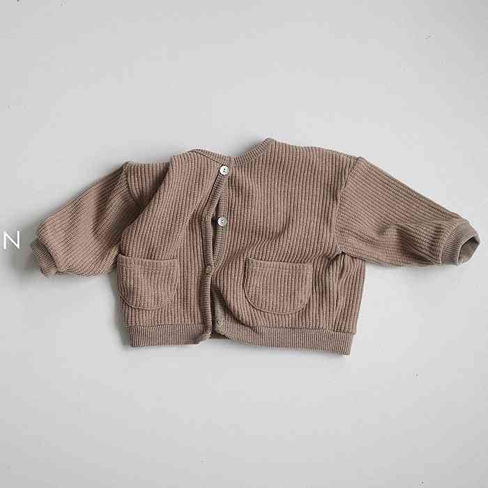 Efterår nyfødte baby cardigans frakker- bomuld baby pige overtøj lange ærmer toppe baby tøj jakker - 7815beige / 6m