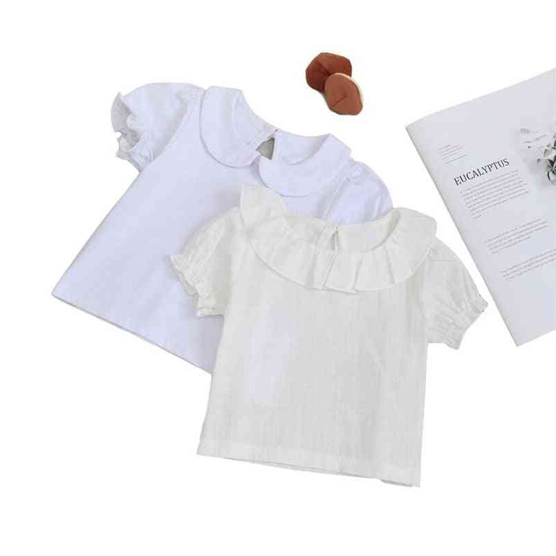 Chemise bébé en coton, chemisier à manches courtes - chemise été enfant fille - beige