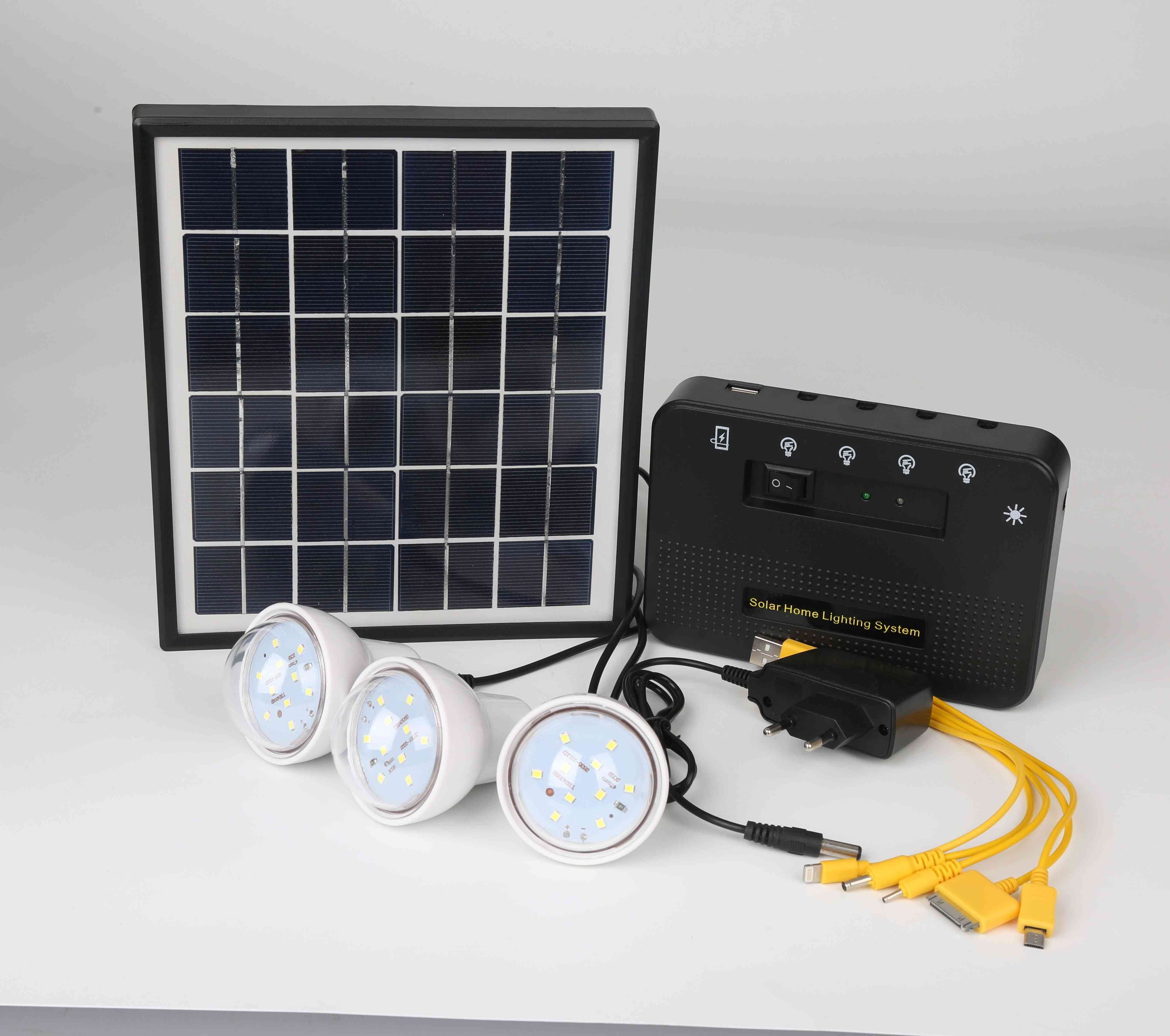 1.5w Portable Solar Home Lighting Systems With 3 Meters Cable And 4.5ah Lithium Battery