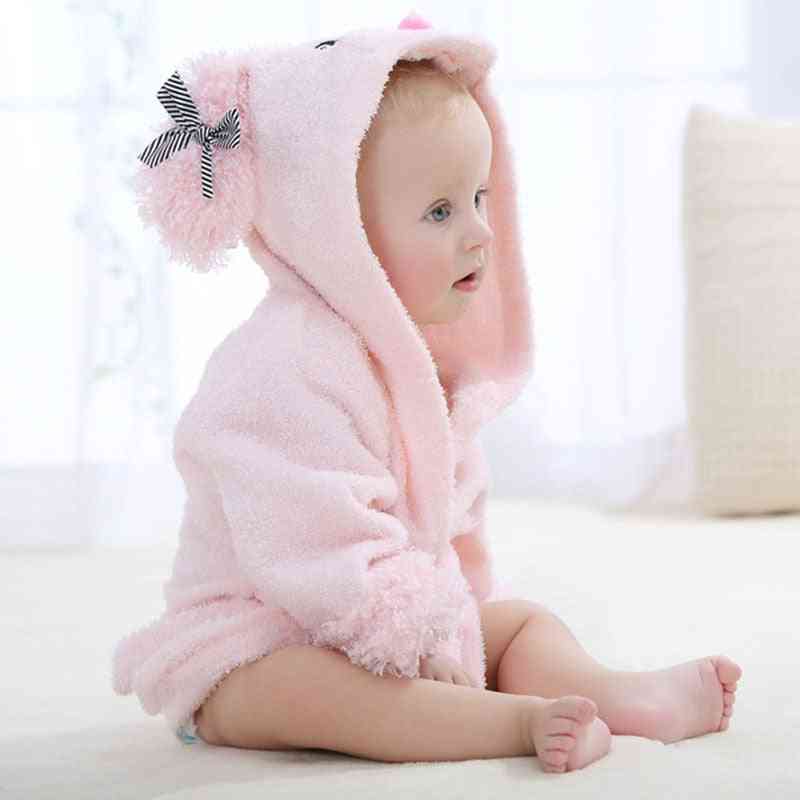 Infant Cartoon Newborn Clothes Hooded Robe, Cotton Towel Cloak