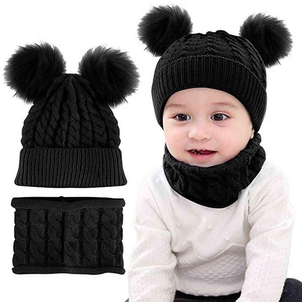 Newborn Baby Boy / Girl Winter Warm Knit Crochet Beanie Cap, Hat & Scarf Set