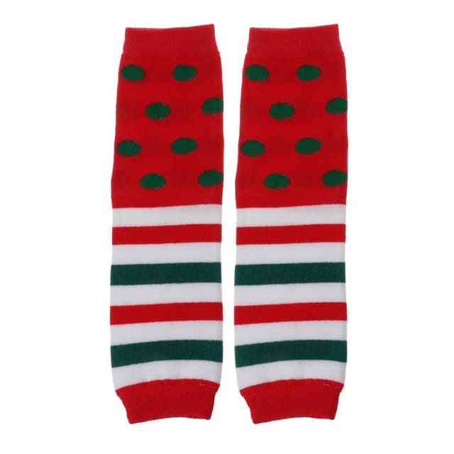 Baby Leg Warmers Girl Cotton Socks- Rainbow Striped Crawling Knee Pads, Knitted Leggings Winter Soft Sock