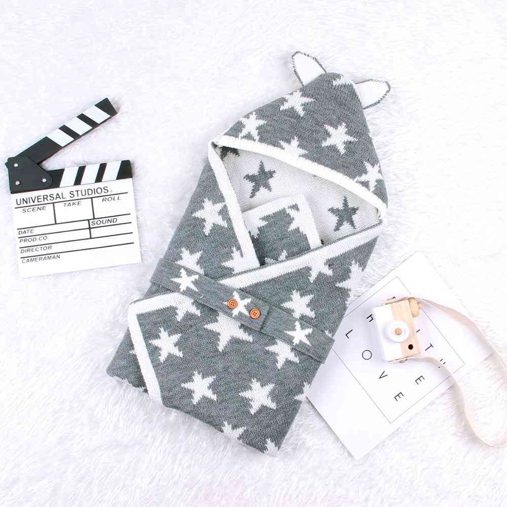 Baby Sleeping Bags Envelope For Newborn, Cute Five Star Knitted Swaddle Wrap