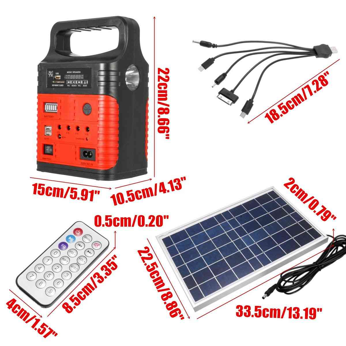 Emergency 3 Led Solar Lighting System Kit - Outdoor Power Supply Mp3 Radio Flashlig