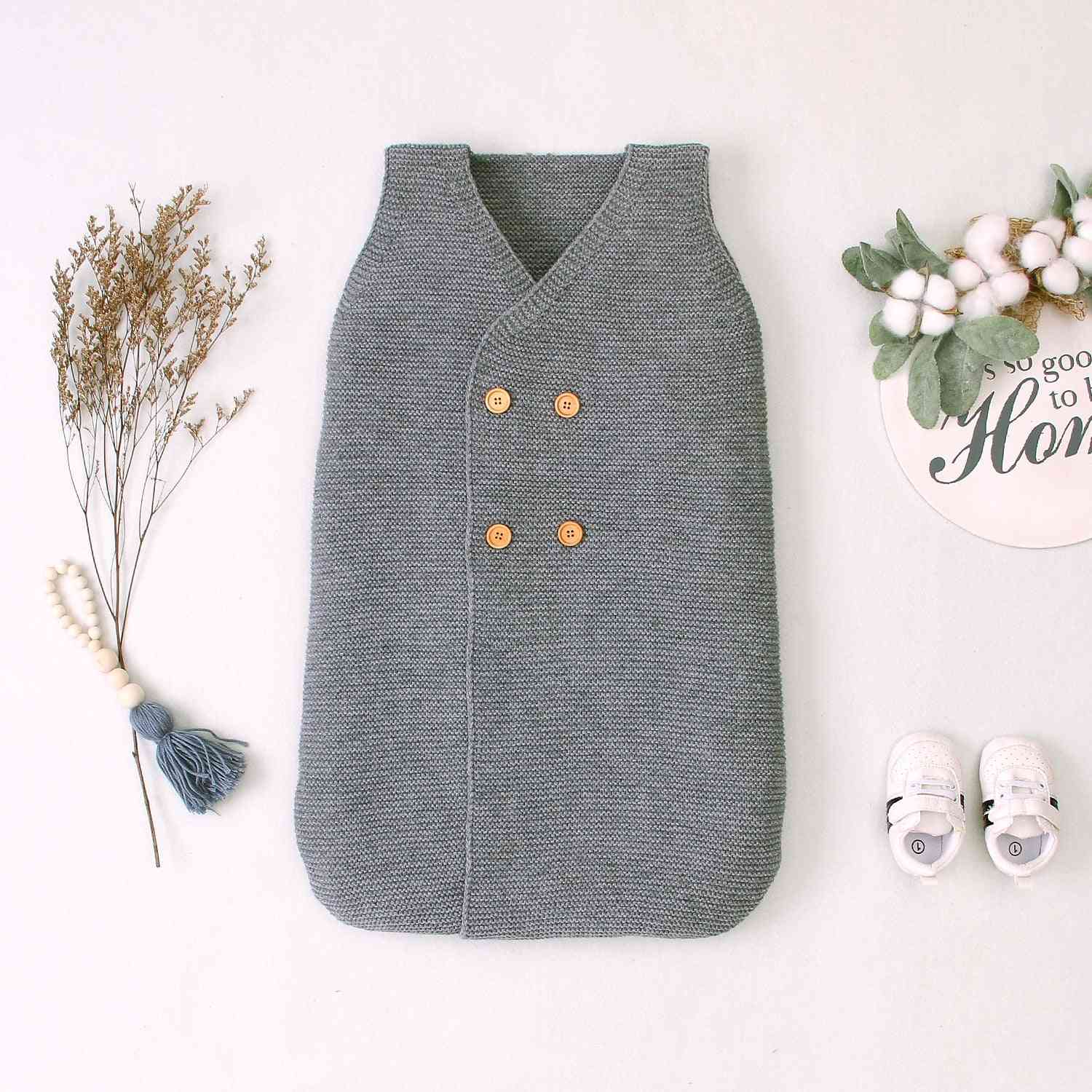 Winter Sleeping Bag- Knitting Coat, V-neck Buttons Wrapped Swaddle