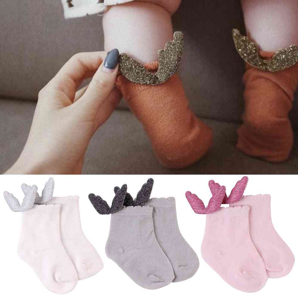 Cute Angel Wing Design, Non-slip Soft Cotton Socks For Newborn