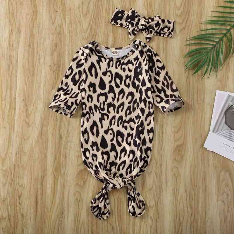 Long Sleeve, Leopard Printed Swaddle Wrap With Headbands