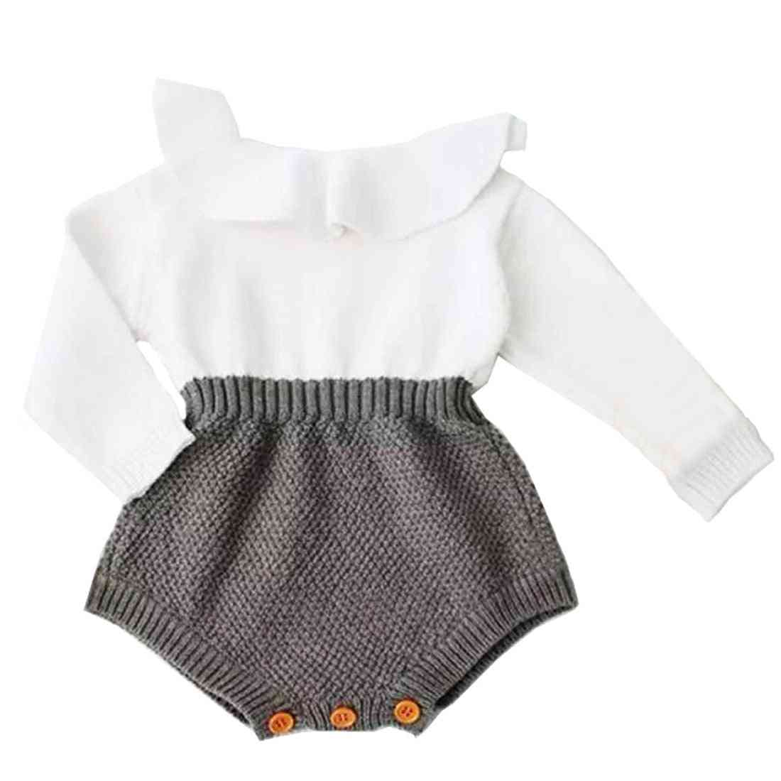 Vastasyntynyt vauva tyttö vaatteet rompers villaa neulominen topit pitkähihaiset lämpimät asut vaatteet - harmaa / 3m
