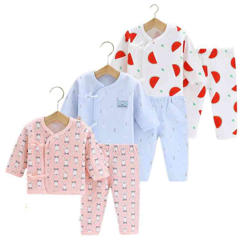 Noworodka ubranka niemowlęce bielizna na cztery pory roku czysta bawełna piżama dla chłopców i dziewcząt bielizna nocna piżama niemowlę - 1/3m