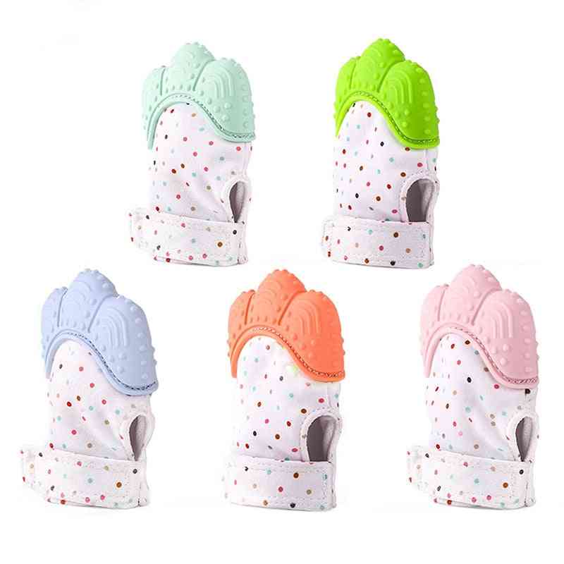 Mănuși sigure din silicon pentru copii nou-născuți, chestii mănușă de dantură învelitoare de bomboane mănuși de teether pentru