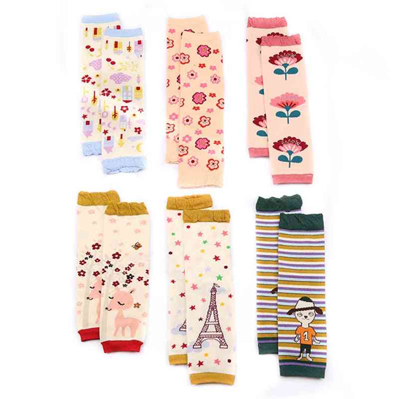 Mehke nogavice iz risanke, plazeče kolenske blazinice - zimski grelci za noge za novorojenčke s cvetličnim tiskom