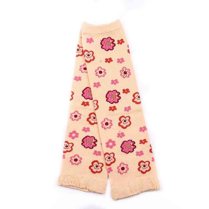 Mehke nogavice iz risanke, plazeče kolenske blazinice - zimski grelci za noge za novorojenčke s cvetličnim tiskom