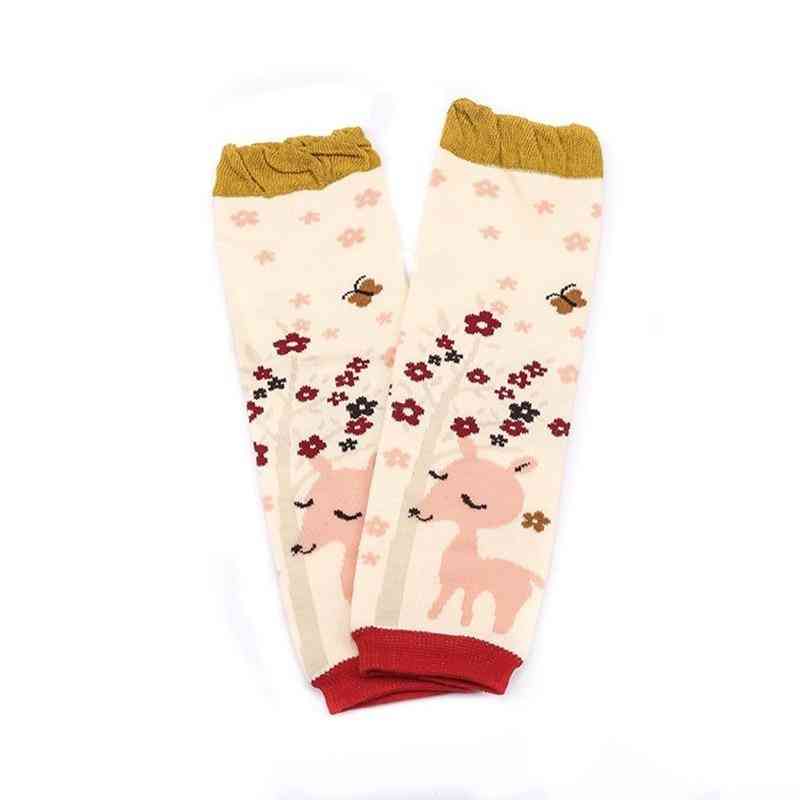 Vauvan jalkojen lämmittimet tytöt sarjakuva pehmeät sukat taapero puuvilla ryömi polvisuojat vastasyntynyt kukka painatus polvilumpu talvi - 1