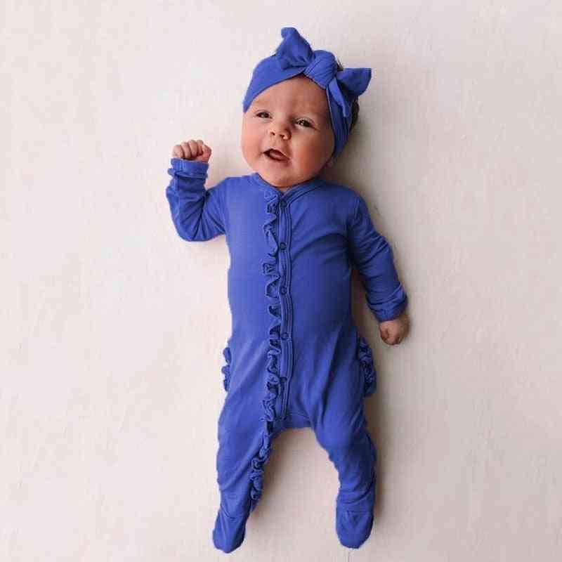 Baby, Mädchen Strampler Spielanzüge, Nachtwäsche Pyjama mit Stirnband - blau1 / 60cm