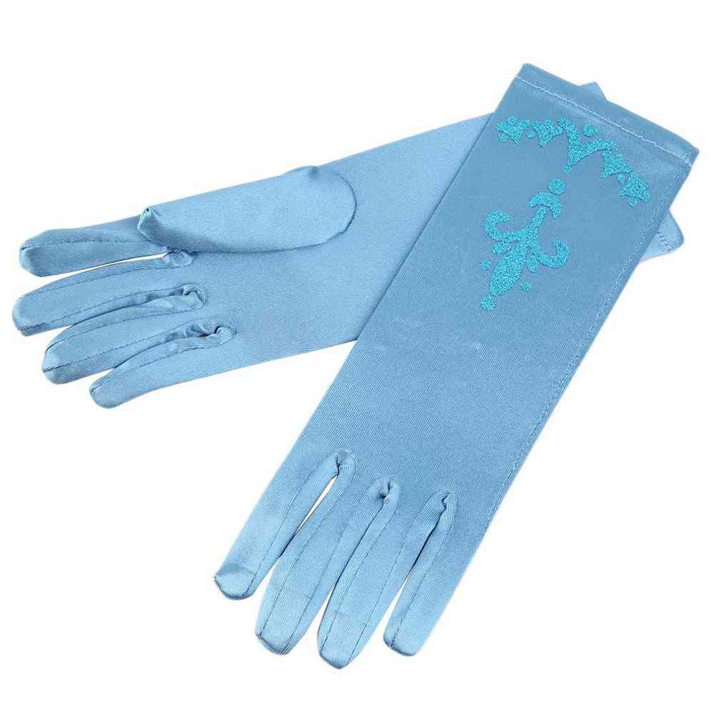 Barn blommor flickor snö prinsessa tecknade långa handskar - blå