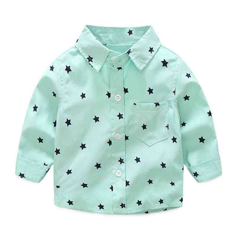חולצות בנים לתינוקות, כוכבי שרוול ארוכים מזדמנים מודפסים, סוג כותנה - ירוק 1/3 מטר