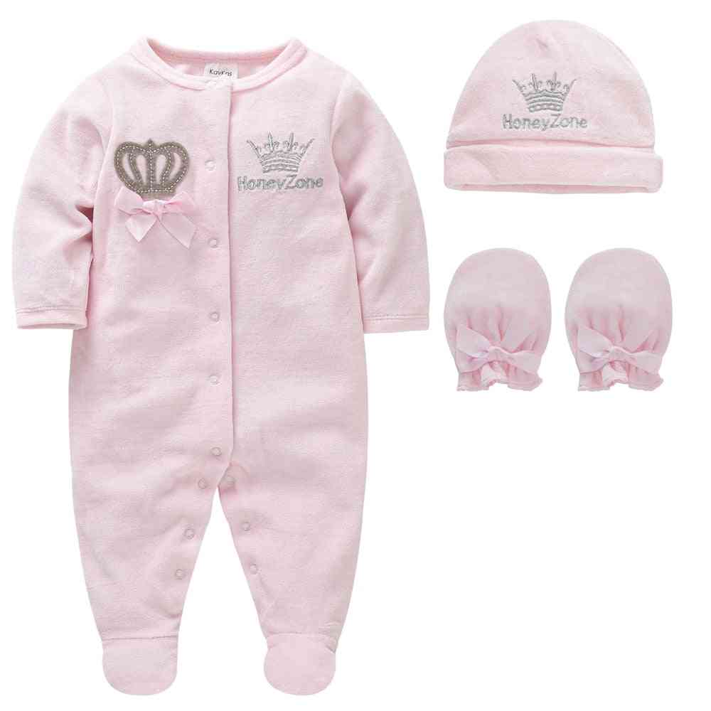 Pyjama voor babymeisjes met hoeden, handschoenen, zachte katoenen doeken - py12271 / 0-3m