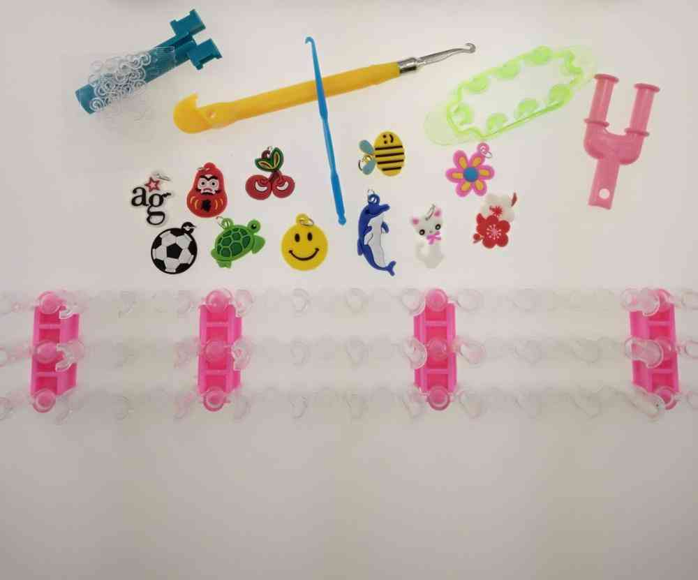 Regenbogen Gummi Webstühle Bänder machen gewebte Armband DIY Spielzeug Weihnachtsgeschenk für Kinder - 1 Stück-100016350