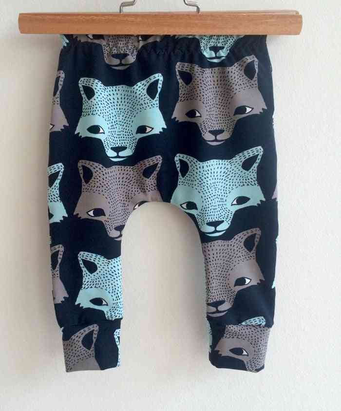 Wolf/bear Cartoon Animal Prints-casual Cotton Harem Pants For Babies