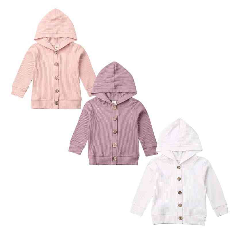 Baby boy dziewiarski kardigan jesień ciepłe noworodka swetry moda płaszcz z kapturem z długim rękawem odzież dziecięca stroje - różowy / 3m