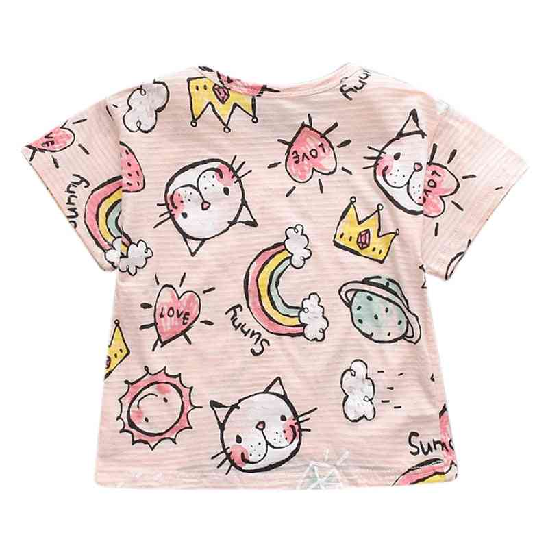 T-shirt girocollo manica corta per bambini abbigliamento per bambini modello cartone animato per bambini ragazze traspiranti ragazzi - bianco / 80