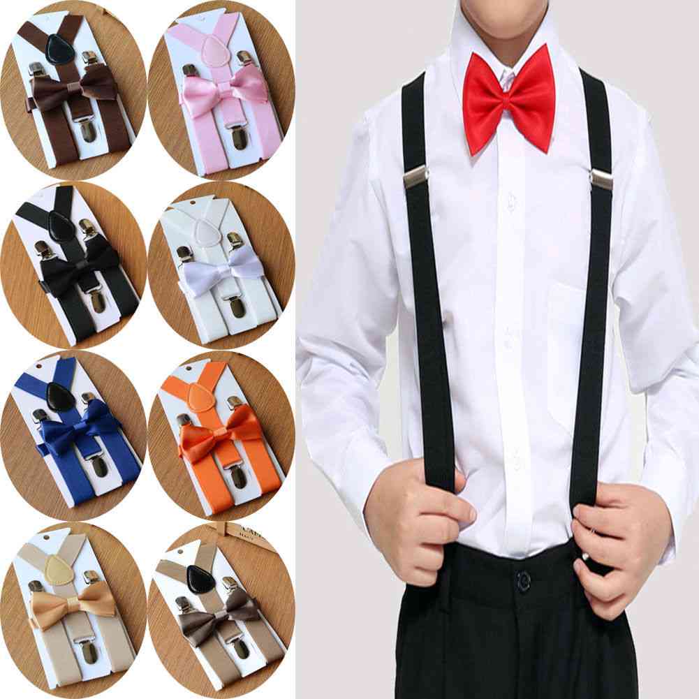 Adjustable Clip-on Braces, Suspender And Bow Tie Set